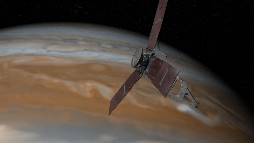 Artist's illustration of Juno at Jupiter.(IMAGE NASA  JPL-CALTECH