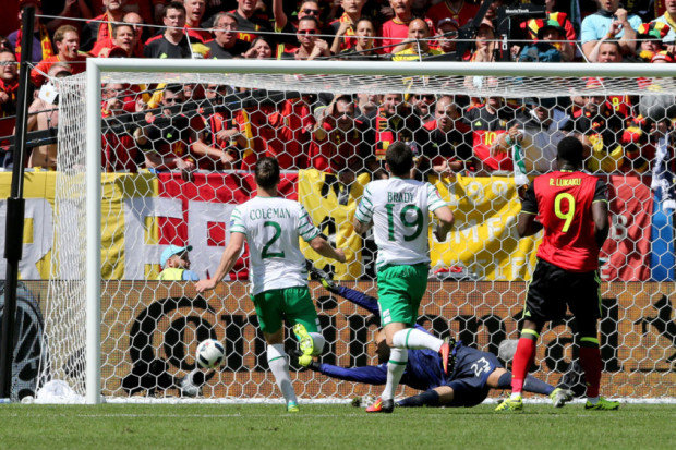 Belgium's Romelu Lukaku scored his sides third goal against the Republic of Ireland