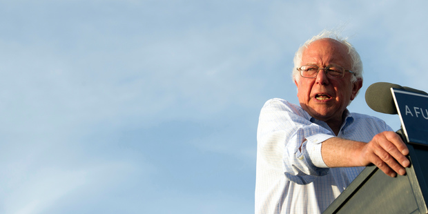 Bernie Sanders speaks at a rally in Washington