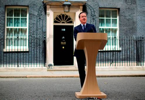 British Prime Minister David Cameron delivers a statement on the steps of Downing Street outlining his position on the future of the United Kingdom