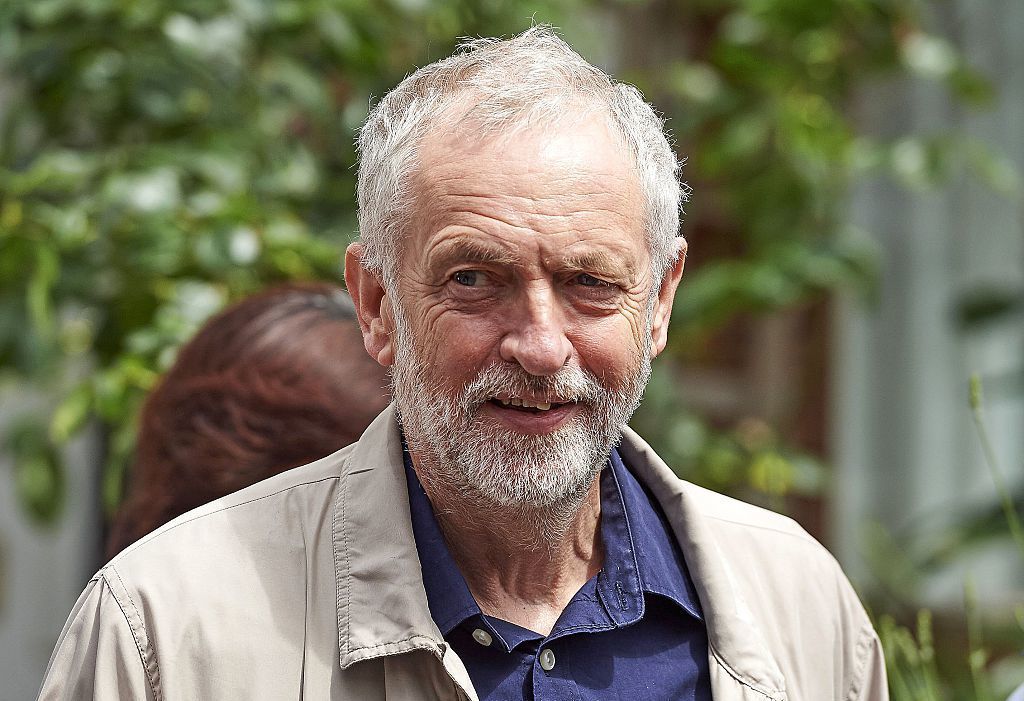 British oppositon Labour Party Leader Jeremy Corbyn leaves his home in London on Sunday