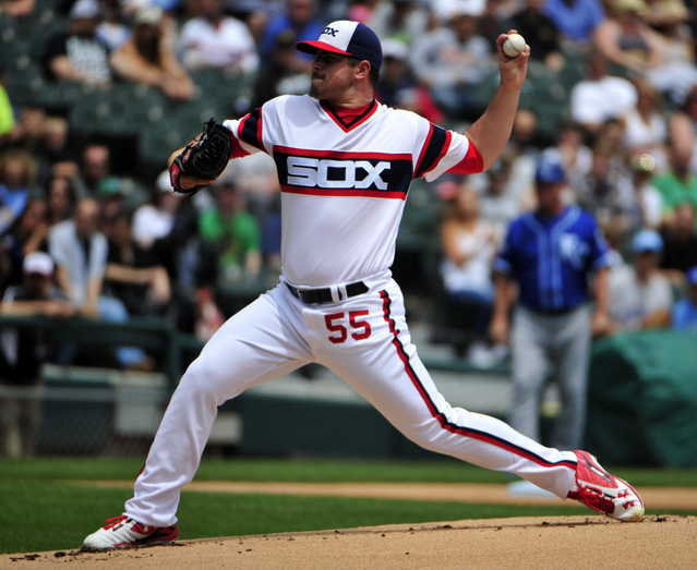 Carlos Rodon pitches against the Kansas City Royals during the first inning on Sunday