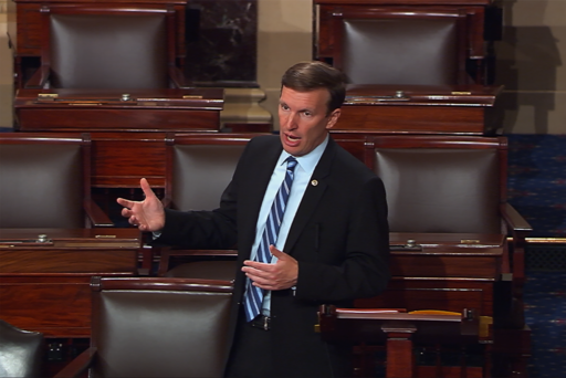 This frame grab from Senate Television shows Sen. Chris Murphy D-Conn. holding a filibuster on the floor of the Senate on Capitol Hill in Washington