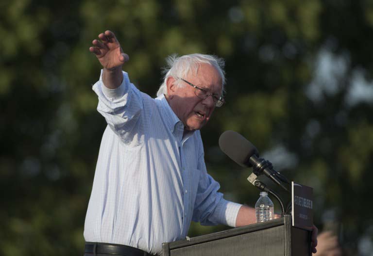 Democratic Presidential Candidate Bernie Sanders speaks during A Future to Believe In rally