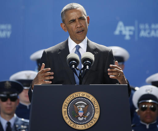 President Barack Obama delivers the commencement address to the Air Force Class of 2016 at the U.S. Air Force Academy in Colorado Springs Colo. Thursday