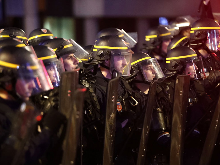 Police officers on the streets in Lille