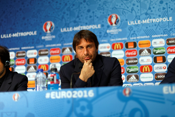 LILLE FRANCE- JUNE 21 In this handout image provided by UEFA Italian coach Antonio Conte during a press conference