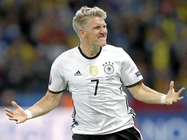 Germany's Bastian Schweinsteiger celebrates after scoring his side's second goal