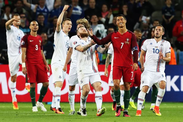 Cristiano Ronaldo of Portugal reacts at full time