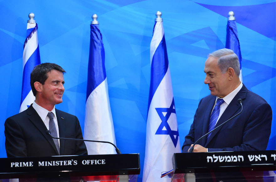 Israeli Prime Minister Benjamin Netanyahu meeting with French Prime Minister Manuel Valls in Jerusalem