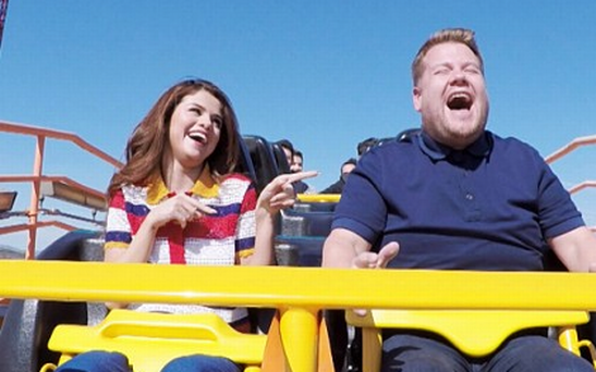 James Corden and Selena Gomez hit Six Flags Magic Mountain for the latest installment of Carpool Karaoke