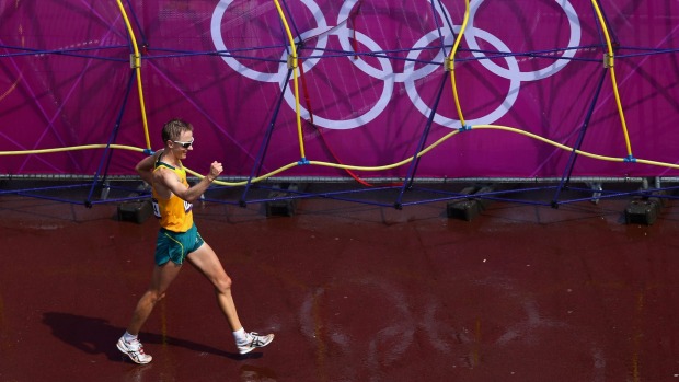 Jared Tallent in action in the 50-kilometre walk at the London Games