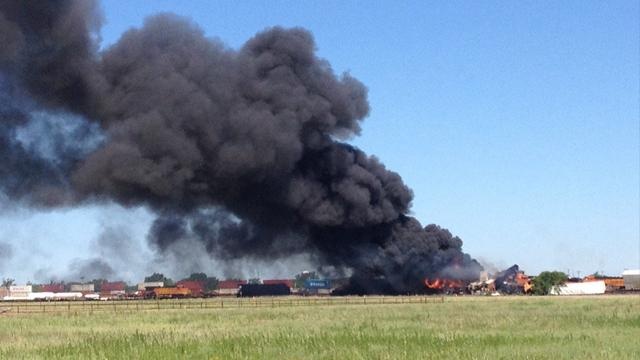 Texas train crash: Two trains collide causing huge fire in town of Panhandle