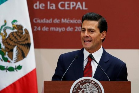 Mexico's President Enrique Pena Nieto delivers a speech during the inauguration of the 36th session of ECLAC at Los Pinos presidential residence in Mexico City