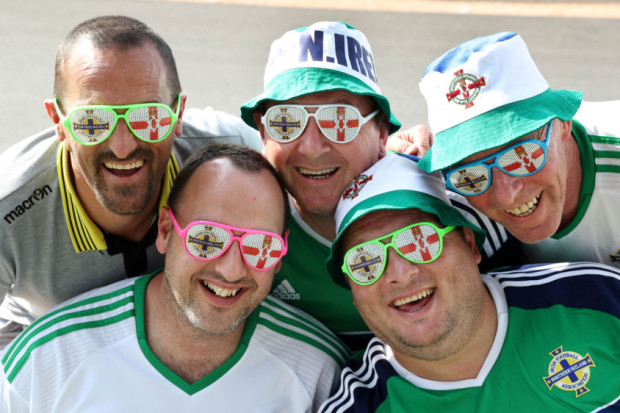 Northern Ireland fans Eddie McCullough George McFall Ian Thompson Darren Mc Donald and Russell Bridgett