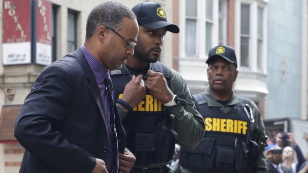 Officer Caesar Goodson left one of six Baltimore city police officers charged in connection to the death of Freddie Gray