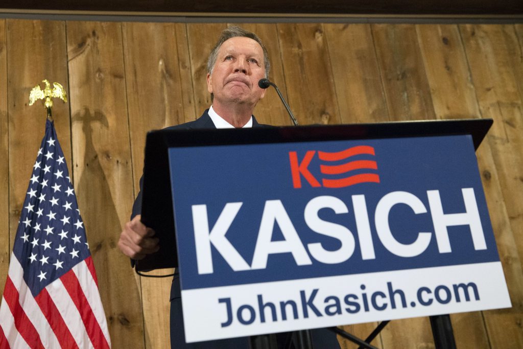 John Kasich announces the end of his White House bid at The Franklin Park Conservatory & Botanical Gardens in Columbus. Ohio on Wednesday afternoon