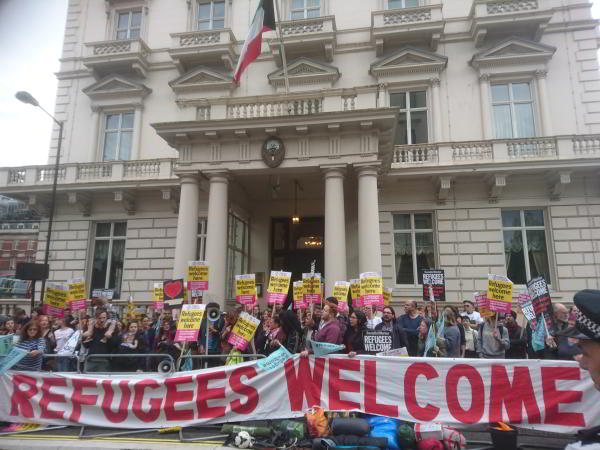 Rallying at the embassy