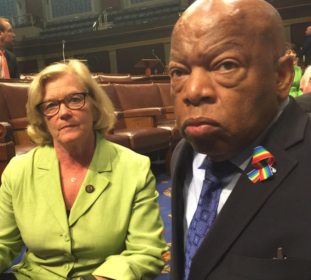 Rep. Chellie Pingree joins Rep. John Lewis in a House floor sit-in to demand vote on'No-Fly No-Buy gun bill