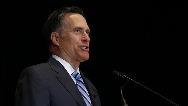 Mitt Romney gives a speech on the state of the Republican Party at the Hinckley Institute of Politics on the campus of the University of Utah