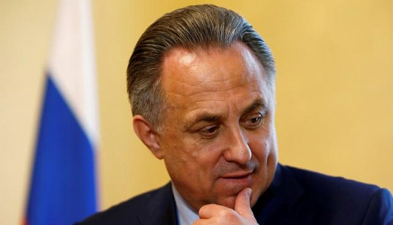 Russian Sports Minister Vitaly Mutko reacts during an interview in Moscow Russia