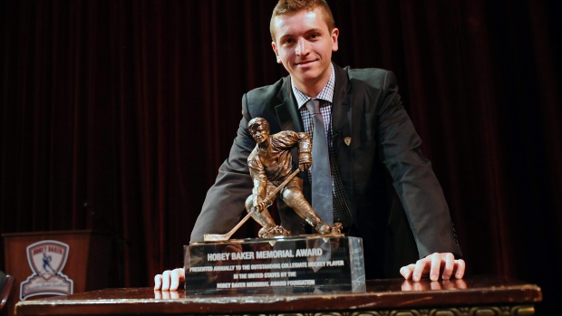 The rights to Jimmy Vesey this year's Hobey Baker Award winner as the top player in U.S. college hockey have been acquired by the Buffalo Sabres in a trade with Nashville