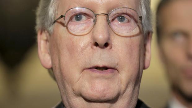 Senate Majority Leader Mitch Mc Connell speaks during a news conference on Capitol Hill in Washingt