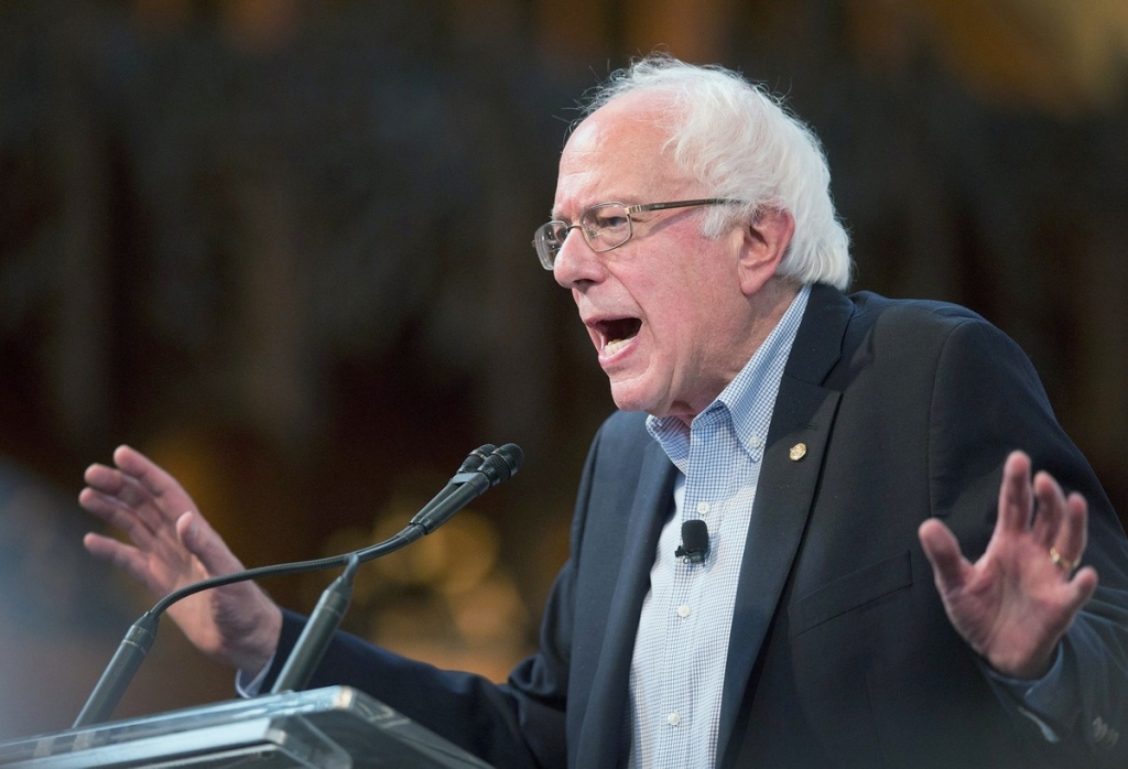 Senator Bernie Sanders addresses supporters at his'Where do we go from here tour in Albany NY