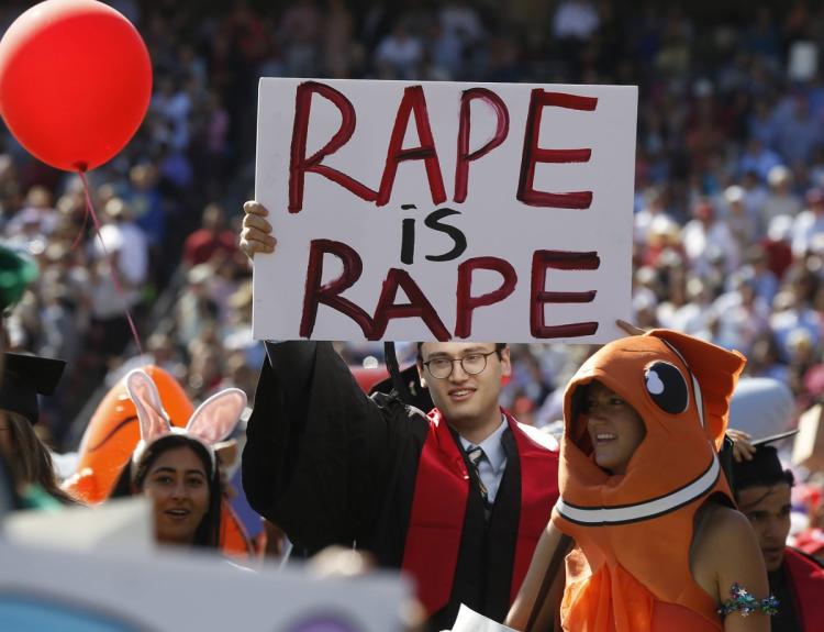 Some Stanford students carried protested against sexual assault after the campus became the center of the Brock Turner rape case