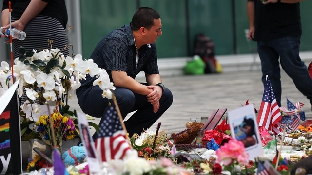 Visitors to Orlando memorial