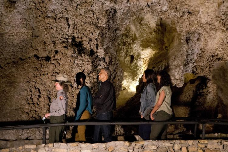 The Obama family received a tour of Carlsbad Caverns in New Mexico as part of a tour of national parks for Father's Day weekend