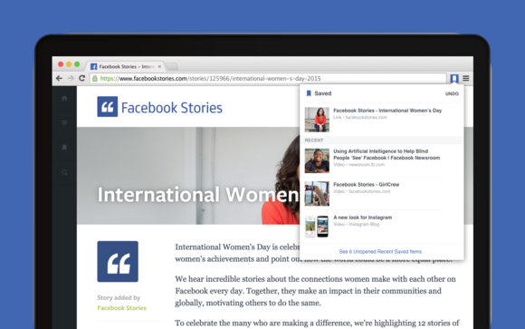 The Save to Facebook Chrome extension lets users save content from the web to a private page inside the social network.		 			 		Credit
	 					 				 		Facebook