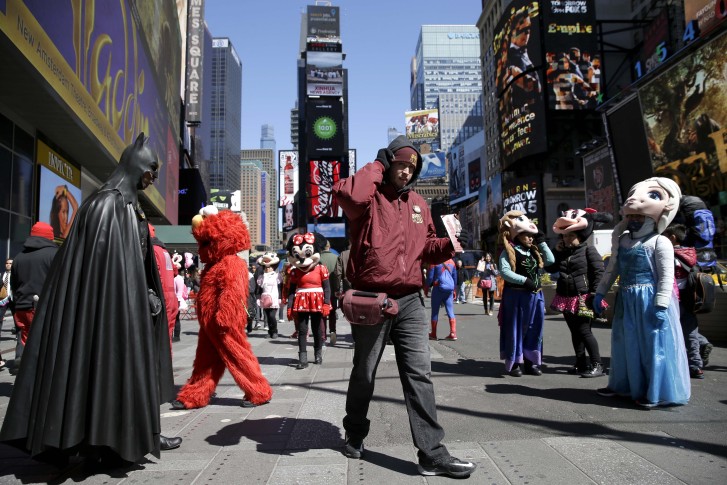 City installs activity zones for costume characters in Times Square