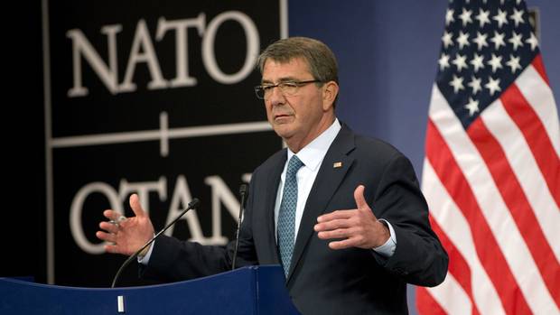 US Secretary of Defence Ash Carter speaks after a meeting of Nato defence ministers in Brussels