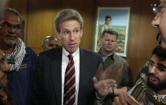 Chris Stevens speaks to local media in Benghazi Libya in 2011