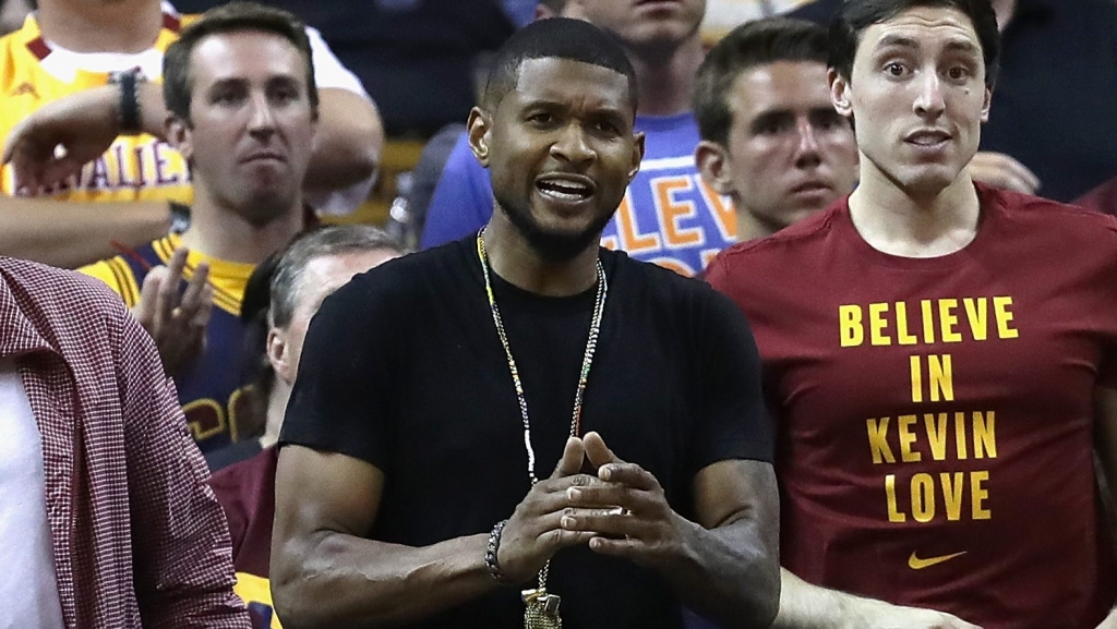 CLEVELAND OH- JUNE 10 Recording artist Usher attends Game 4 of the 2016 NBA Finals between the Golden State Warriors and the Cleveland Cavaliers at Quicken Loans Arena