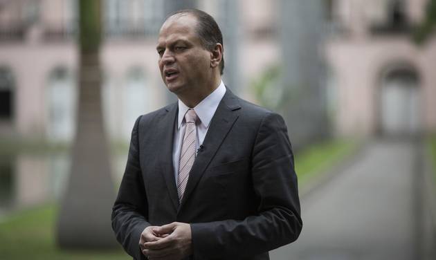 Health Minister Ricardo Barros speaks to the foreign media about Zika at Itamaraty Palace in Rio de Janeiro Brazil Friday