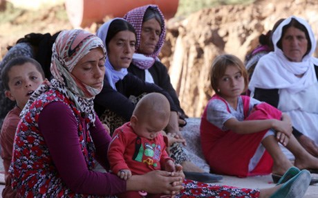 Yazidis who fled their homes when Islamic State militants attacked the town of Shingal. /AP file