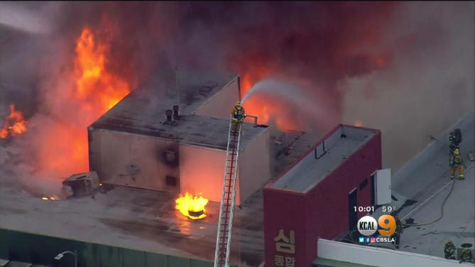 145 firefighters battle blaze at commercial building