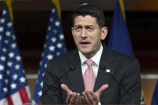 House Speaker Paul Ryan of Wis. meets with reporters on Capitol Hill in Washington Thursday