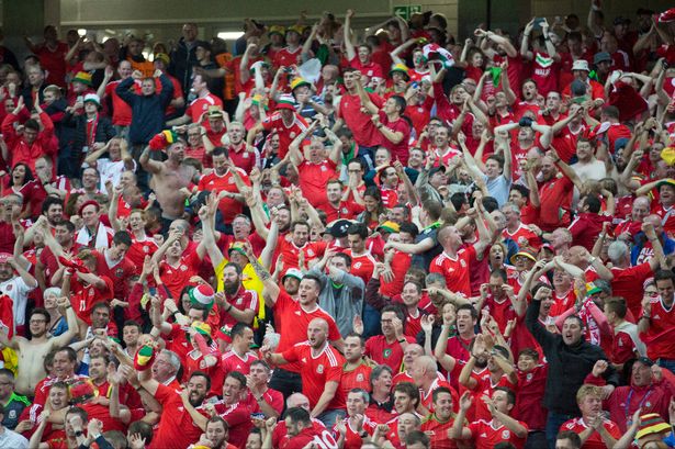 Wales fans celebrating in Lille