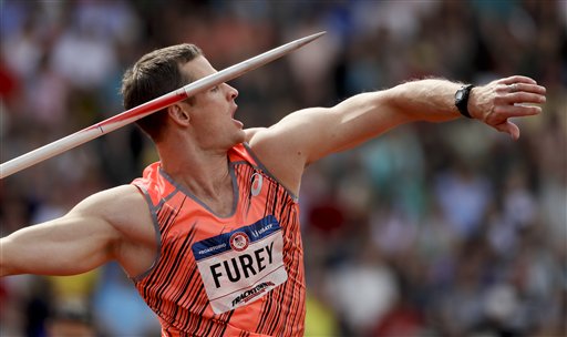 Sean Furey competes during the javelin throw final at the U.S. Olympic Track and Field Trials Monday