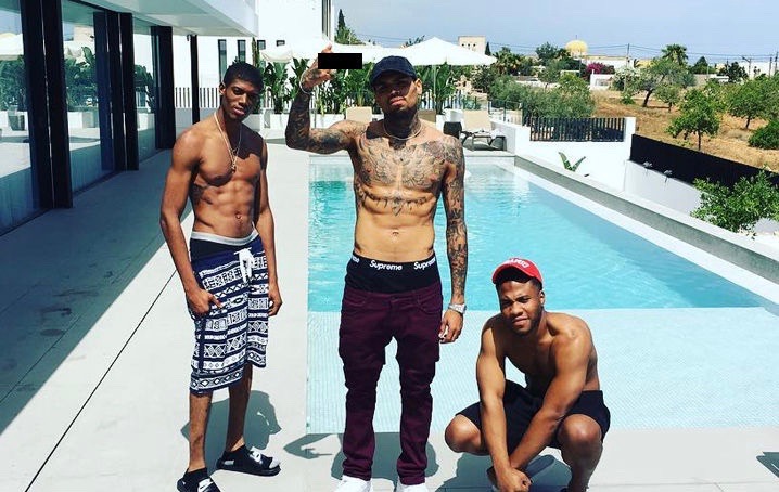 Chris Brown at the Ibiza house