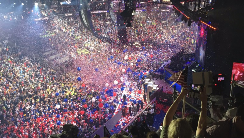 DNC awash in balloons and the scent of firecrackers as the Democratic national convention came to a close Thursday July 28 2016