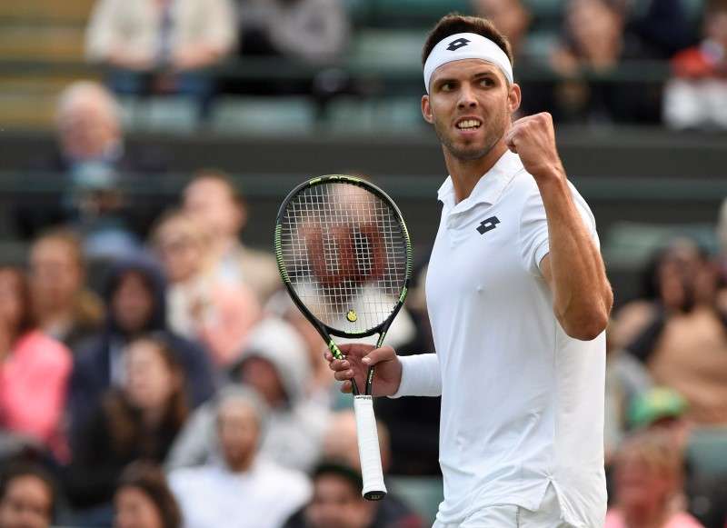 Czech Republic's Jiri Vesely celebrates during the match against Austria's Dominic Thiem REUTERS  Tony O'Brien