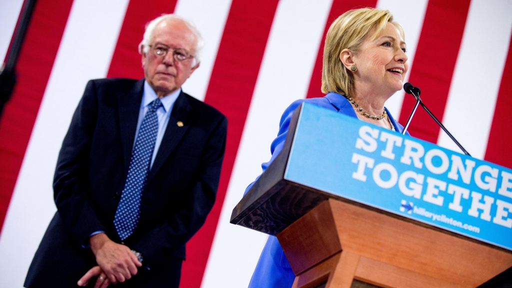 Democratic presidential candidate Hillary Clinton spoke as Bernie Sanders endorsed her earlier this month