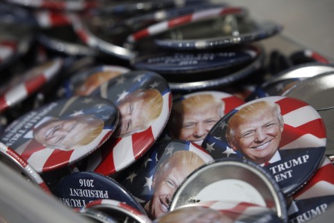 Donald Trump buttons at the Republican National Convention in Cleveland