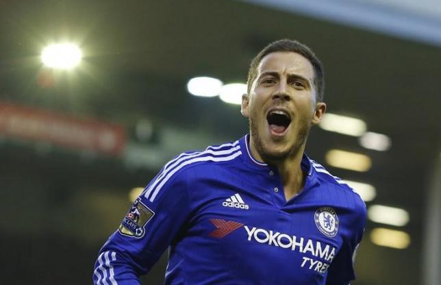 Britain Football Soccer- Liverpool v Chelsea- Barclays Premier League- Anfield- 11/5/16 Eden Hazard celebrates after scoring the first goal for Chelsea Reuters  Andrew Yates Livepic