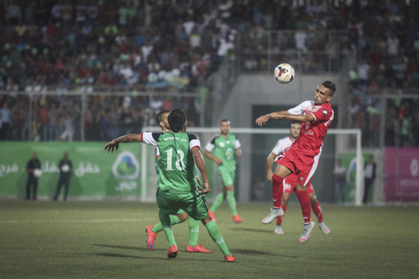 Hebron’s Ahly al Khalil plays Gaza-based Shejaiya in the 2015 Palestine Cup held in Hebron West Bank