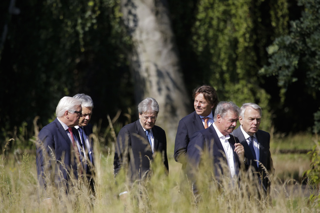 The Foreign Ministers from EU's founding six Frank Walter Steinmeier from Germany Didier Reynders from Belgium Paolo Gentiloni from Italy Bert Koenders